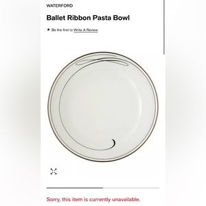Waterford Fine China  Ballet Ribbon 7.75” Pasta Bowl Brand New with Tags